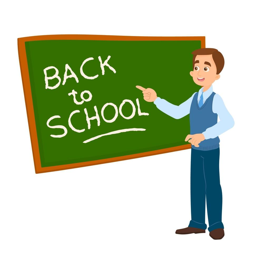 professor standing in front of school blackboard vector