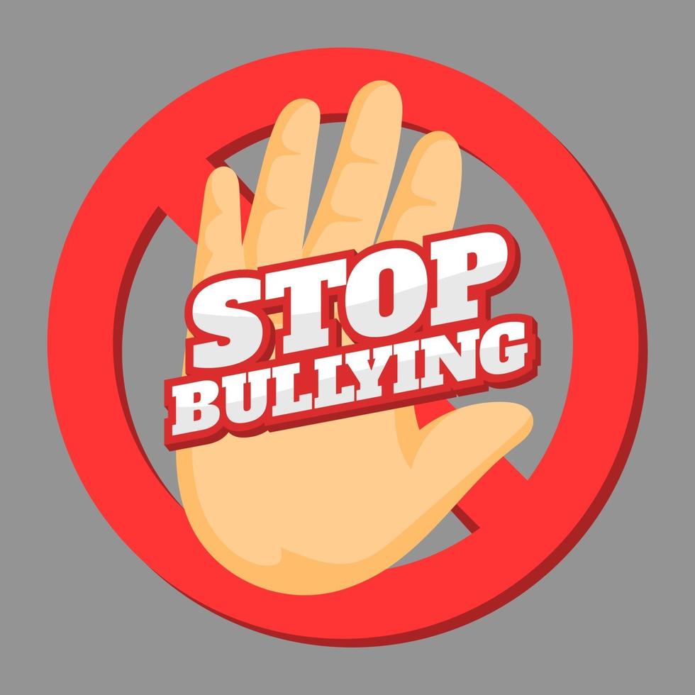 Stop bullying sig with hand and text vector