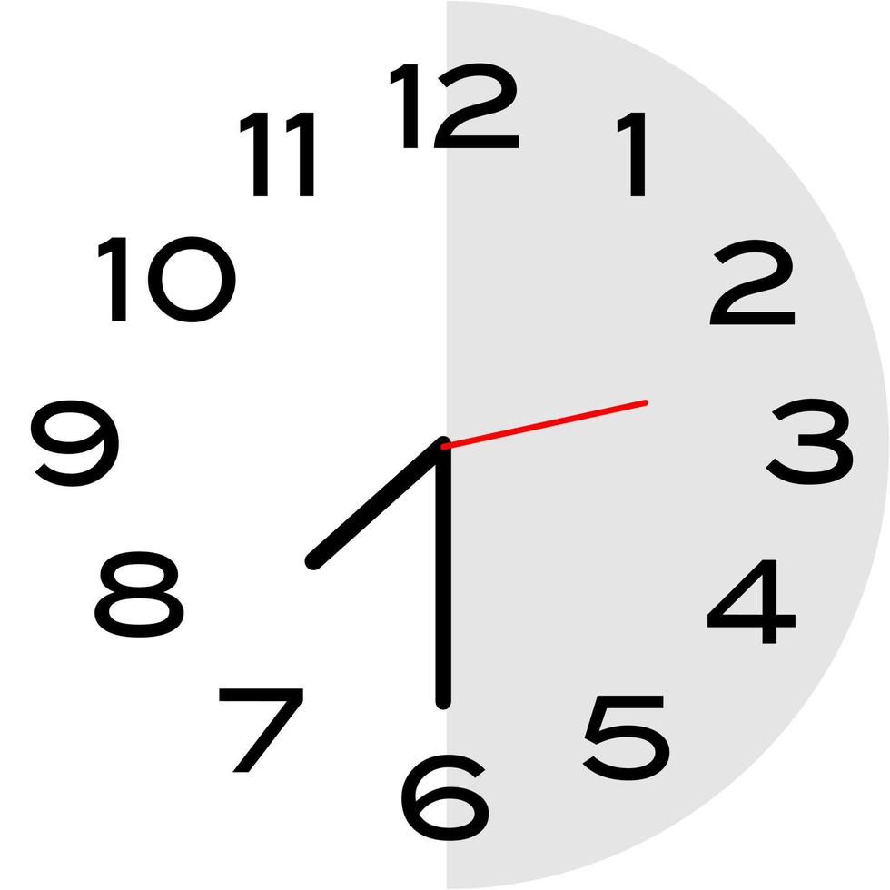 Half past 7 o'clock analog clock icon vector