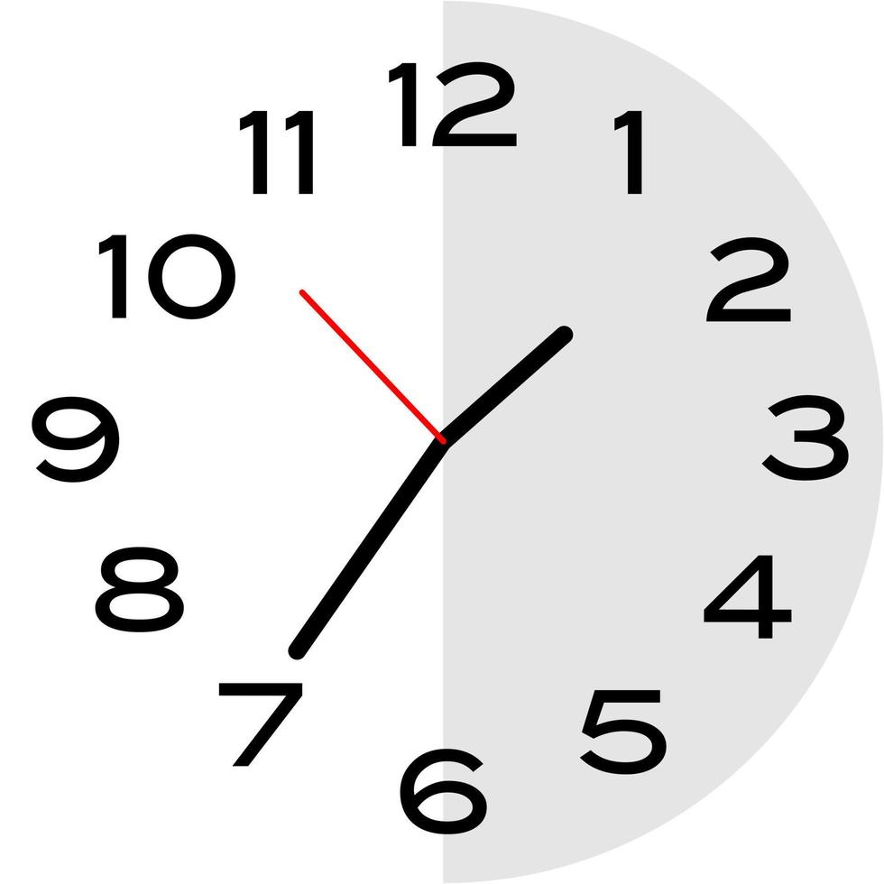 25 minutes to 2 o'clock analog clock icon vector