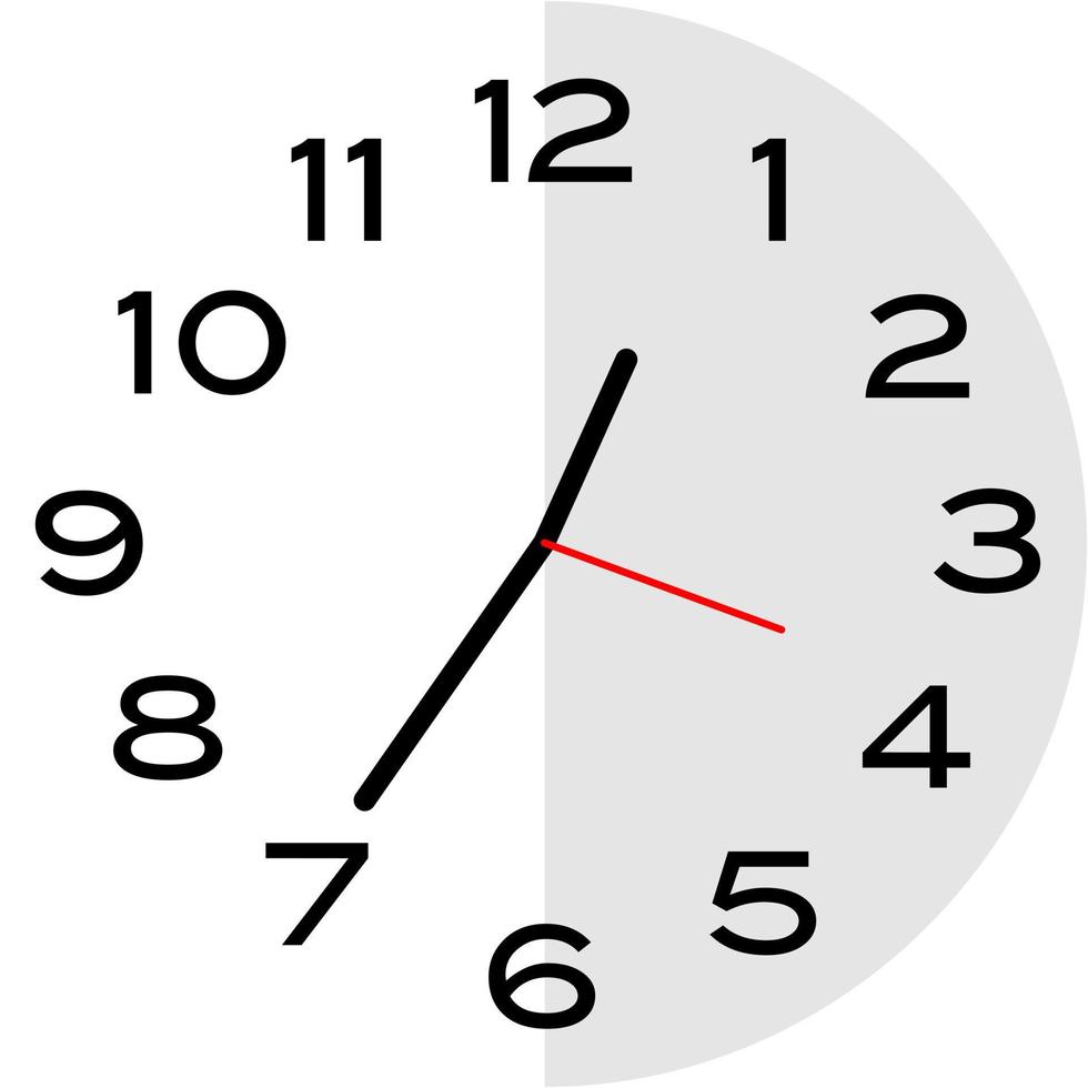 25 minutes to 1 o'clock analog clock icon vector