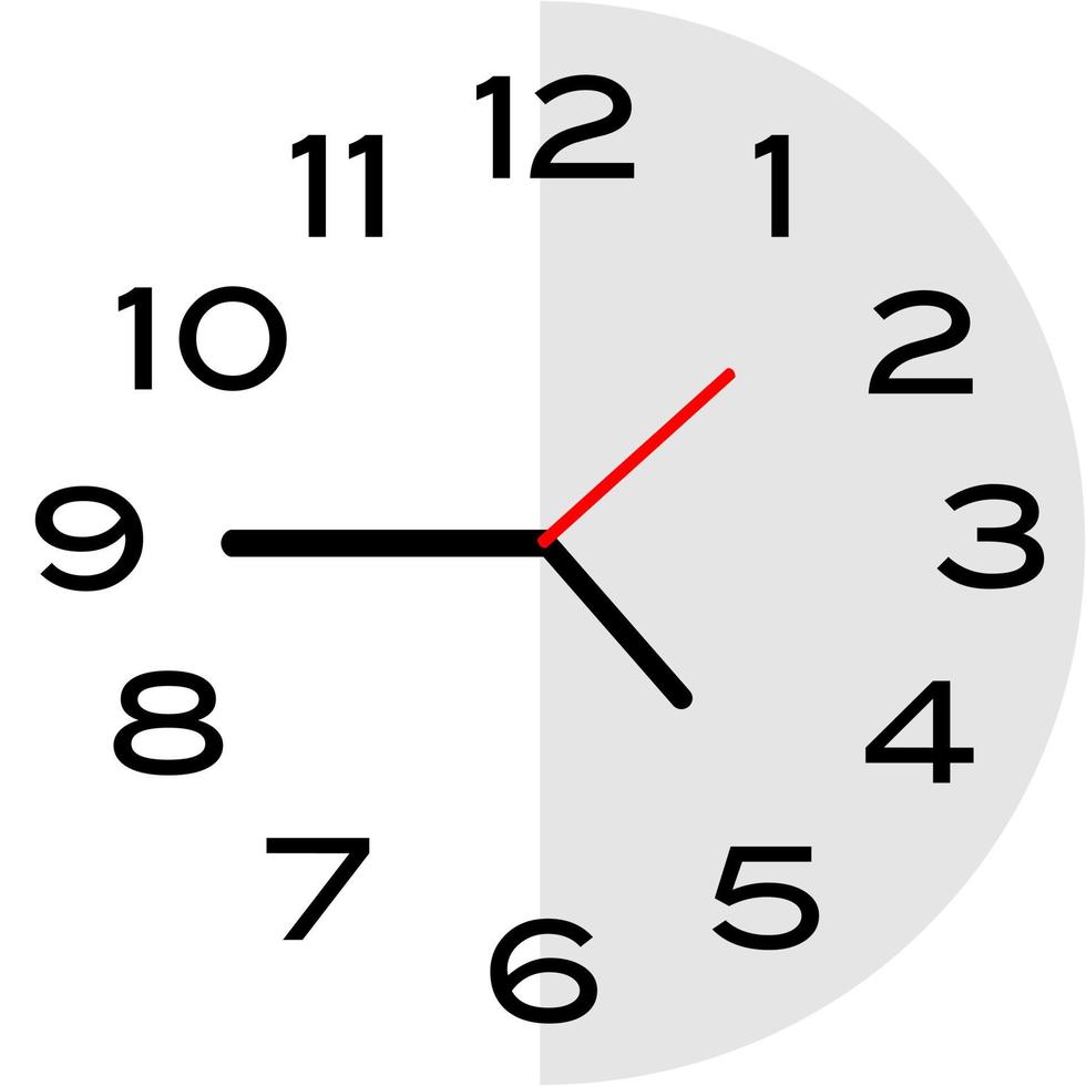 Quarter to 5 o'clock analog clock icon vector