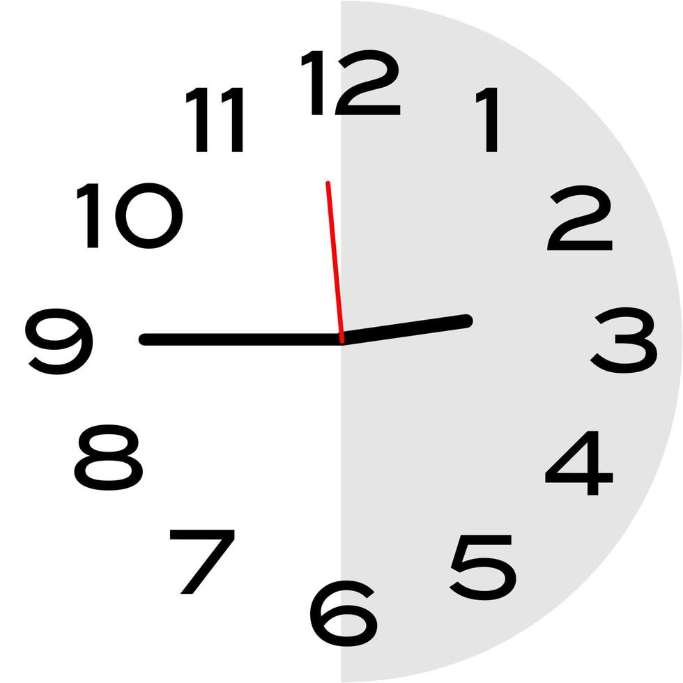 Quarter to 3 o'clock analog clock icon vector