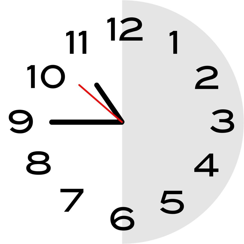 Quarter to 11 o'clock analog clock icon vector