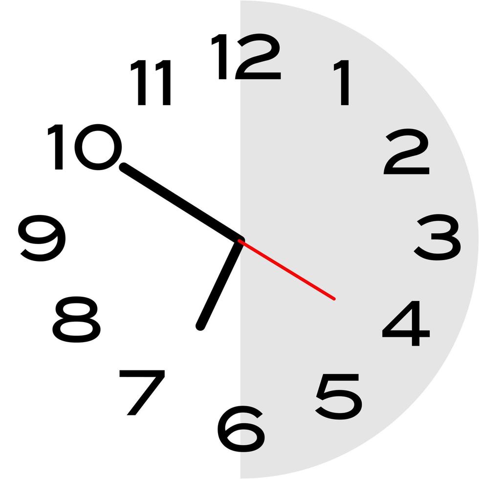 10 minutes to 7 o'clock analog clock icon vector