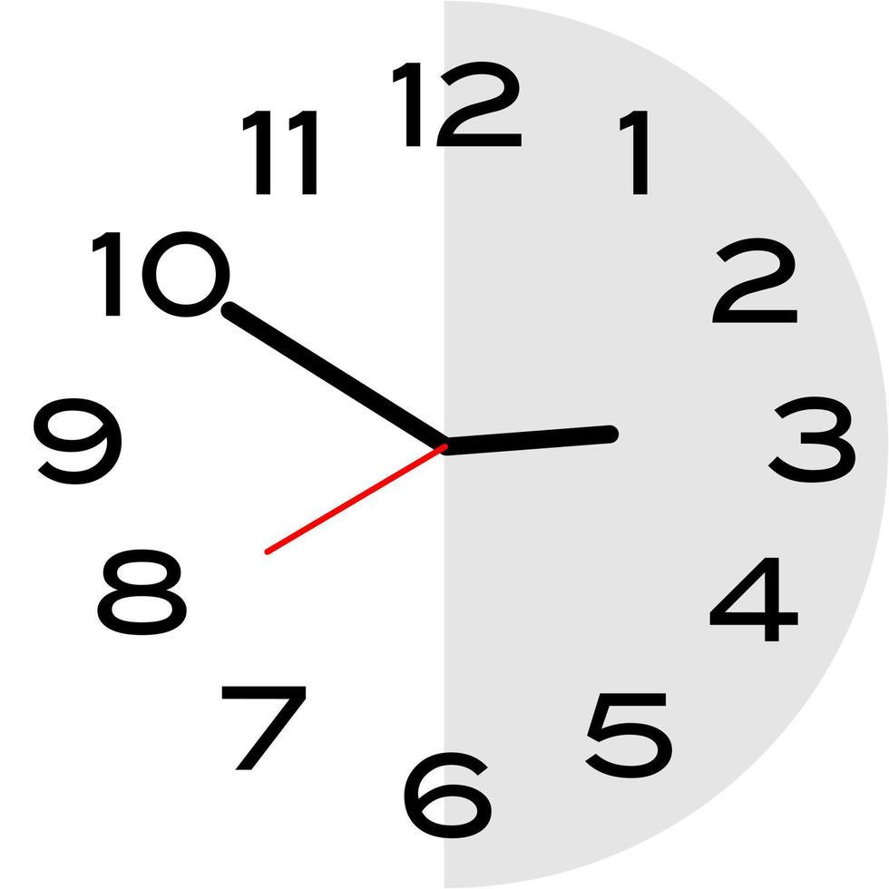 10 minutes to 3 o'clock analog clock icon vector