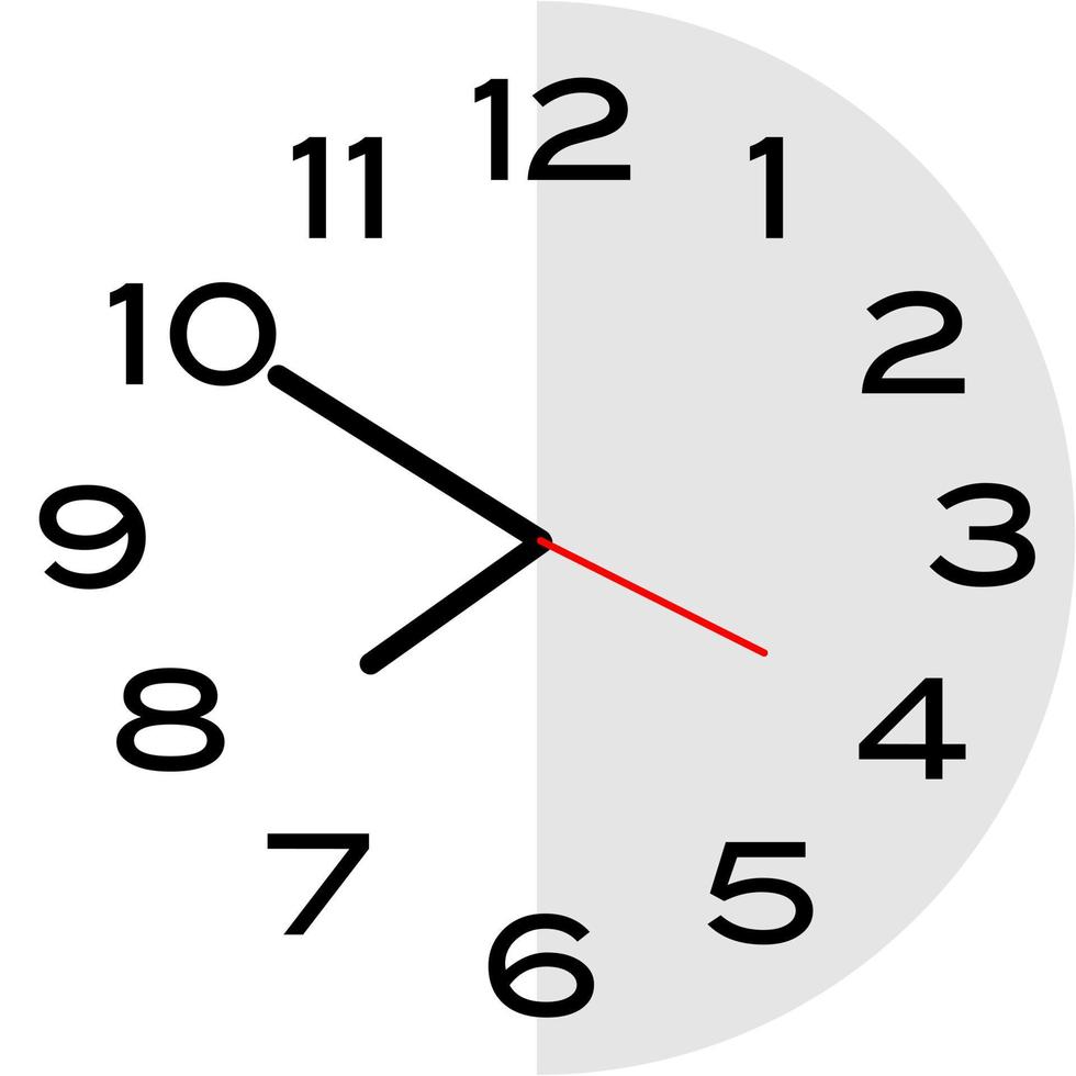 10 minutes to 8 o'clock analog clock icon vector