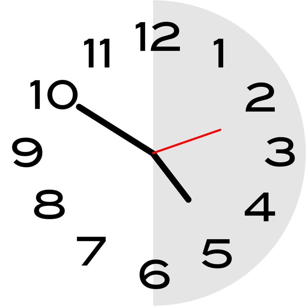 10 minutes to 5 o'clock analog clock icon vector