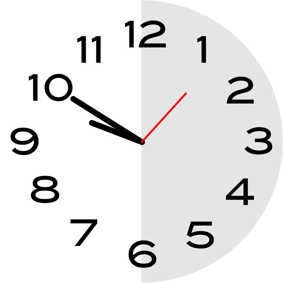 10 minutes to 10 o'clock analog clock icon vector