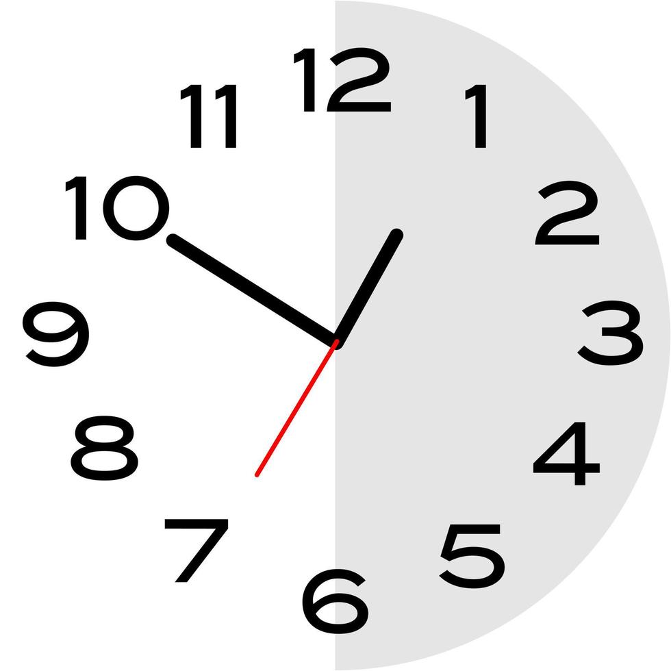 10 minutes to 1 o'clock analog clock icon vector