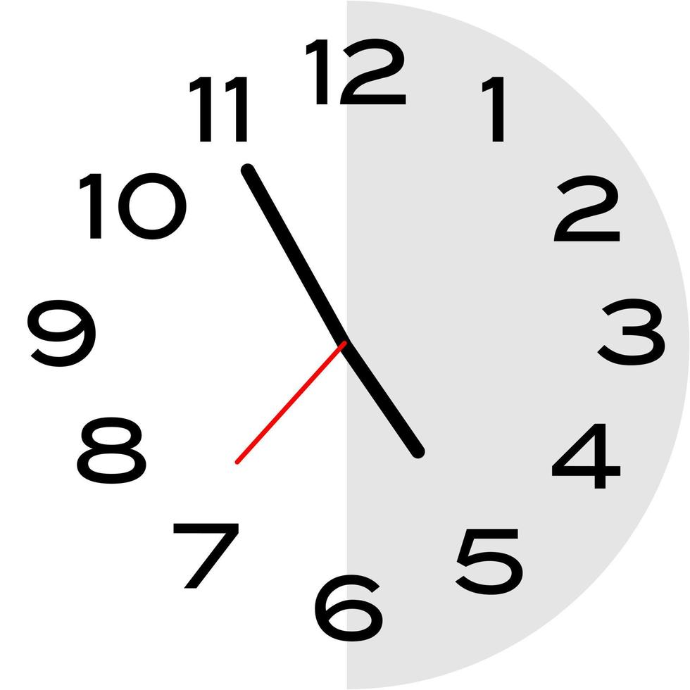 5 minutes to 5 o'clock analog clock icon vector
