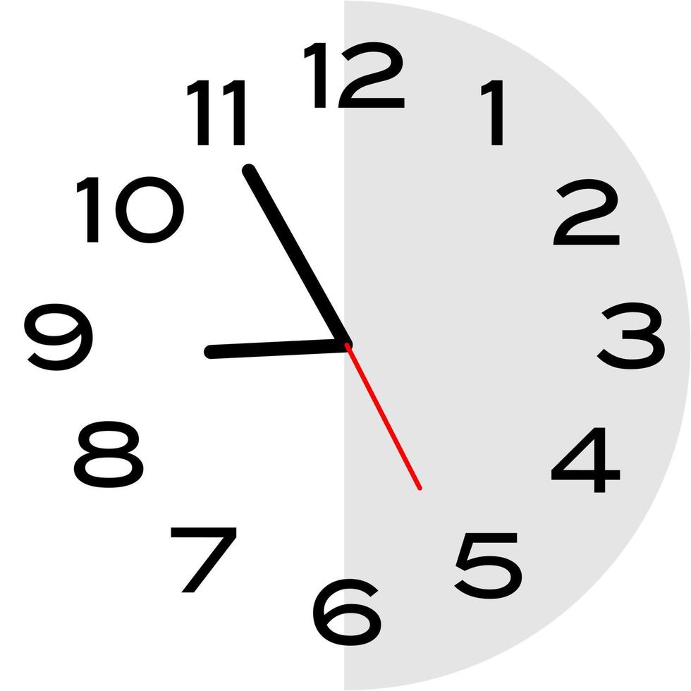 5 minutes to 9 o'clock analog clock icon vector