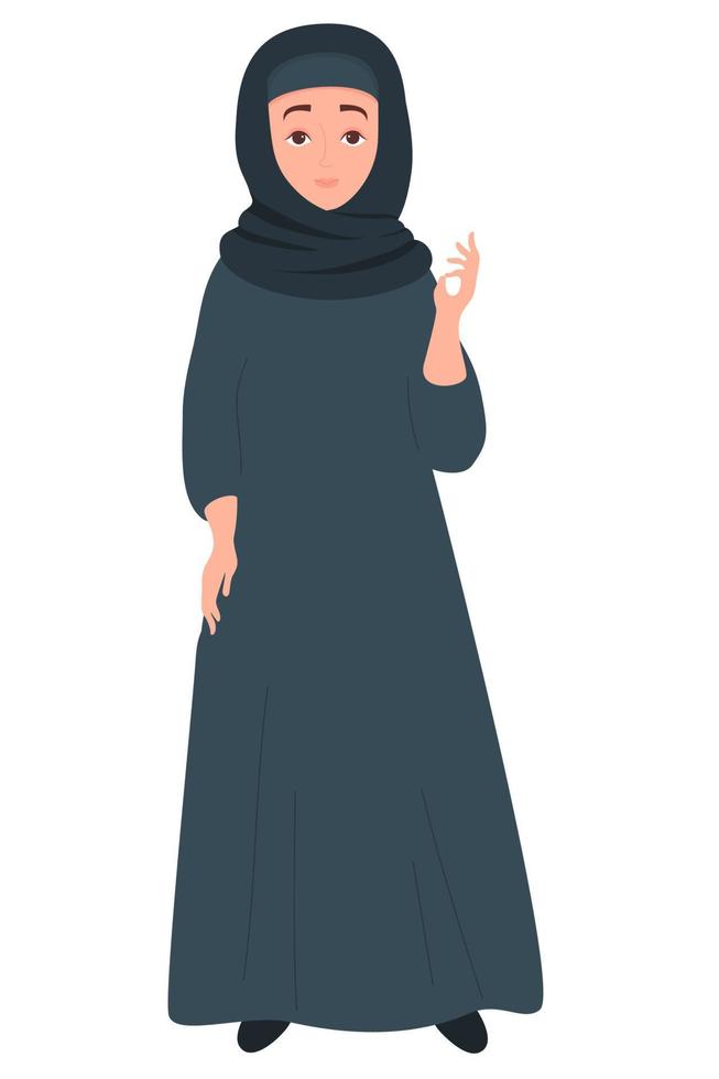 hermosa mujer musulmana en hijab. ilustración vectorial vector