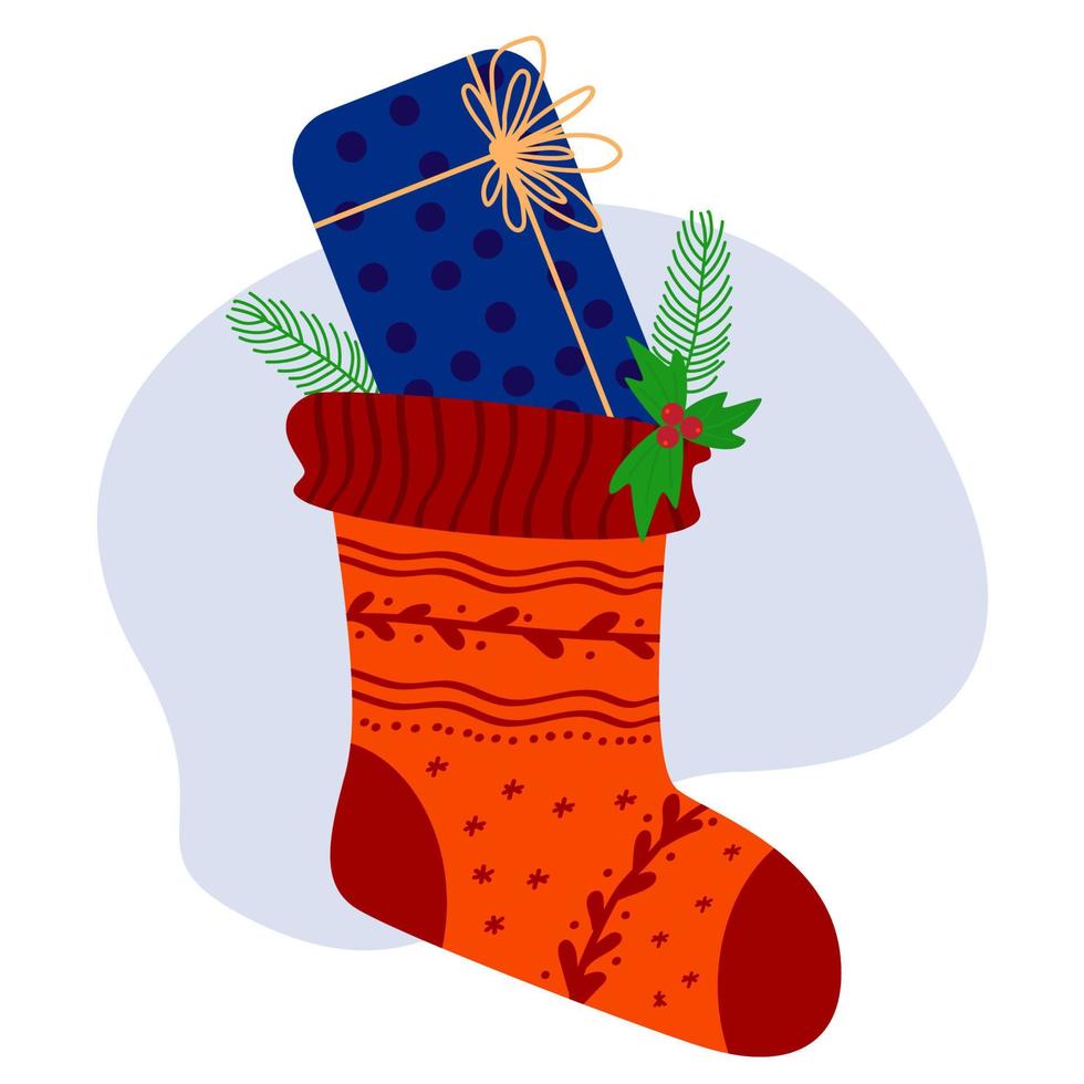 Christmas sock With gifts. Vector illustration