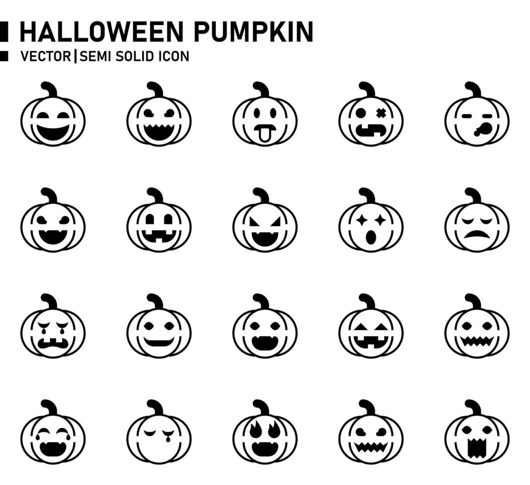 Emoji Pumpkin Semi Solid Icon vector