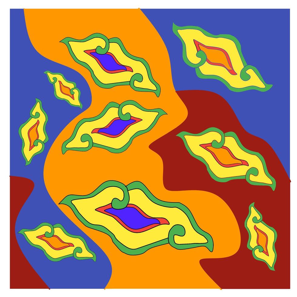a Mega cloudy batik vector image with a colorful background