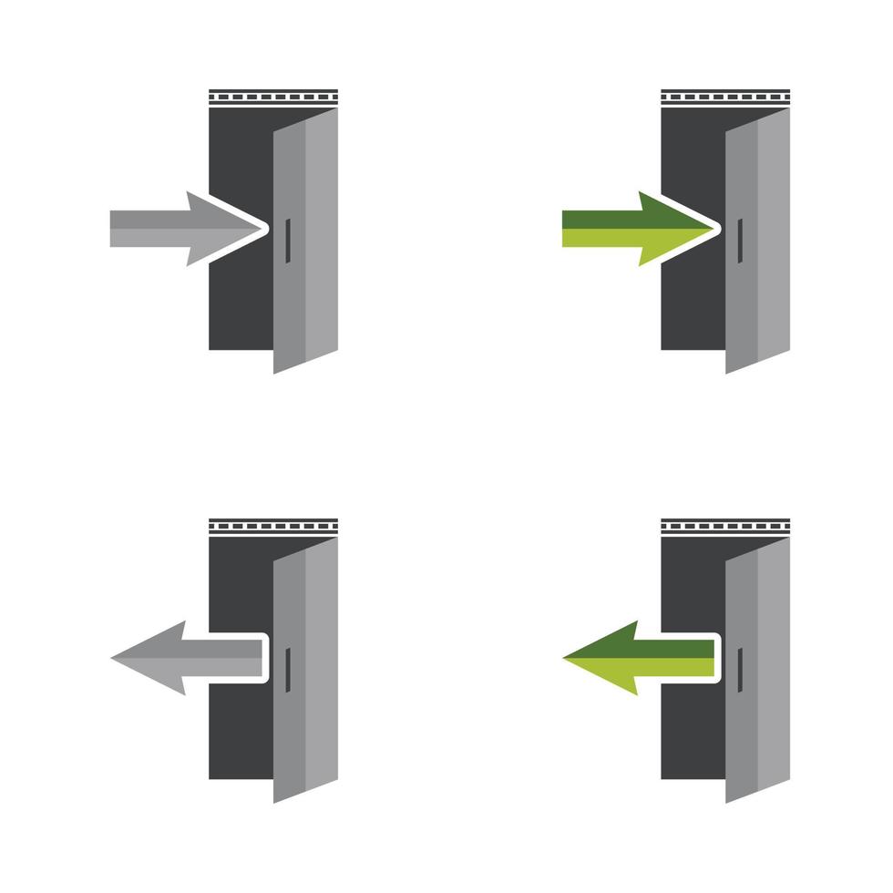 Set of Doorway Entrance Exit Sign Vector Icons