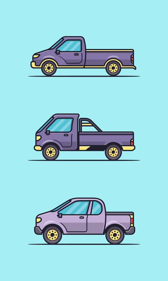 Set mini pickup truck vector