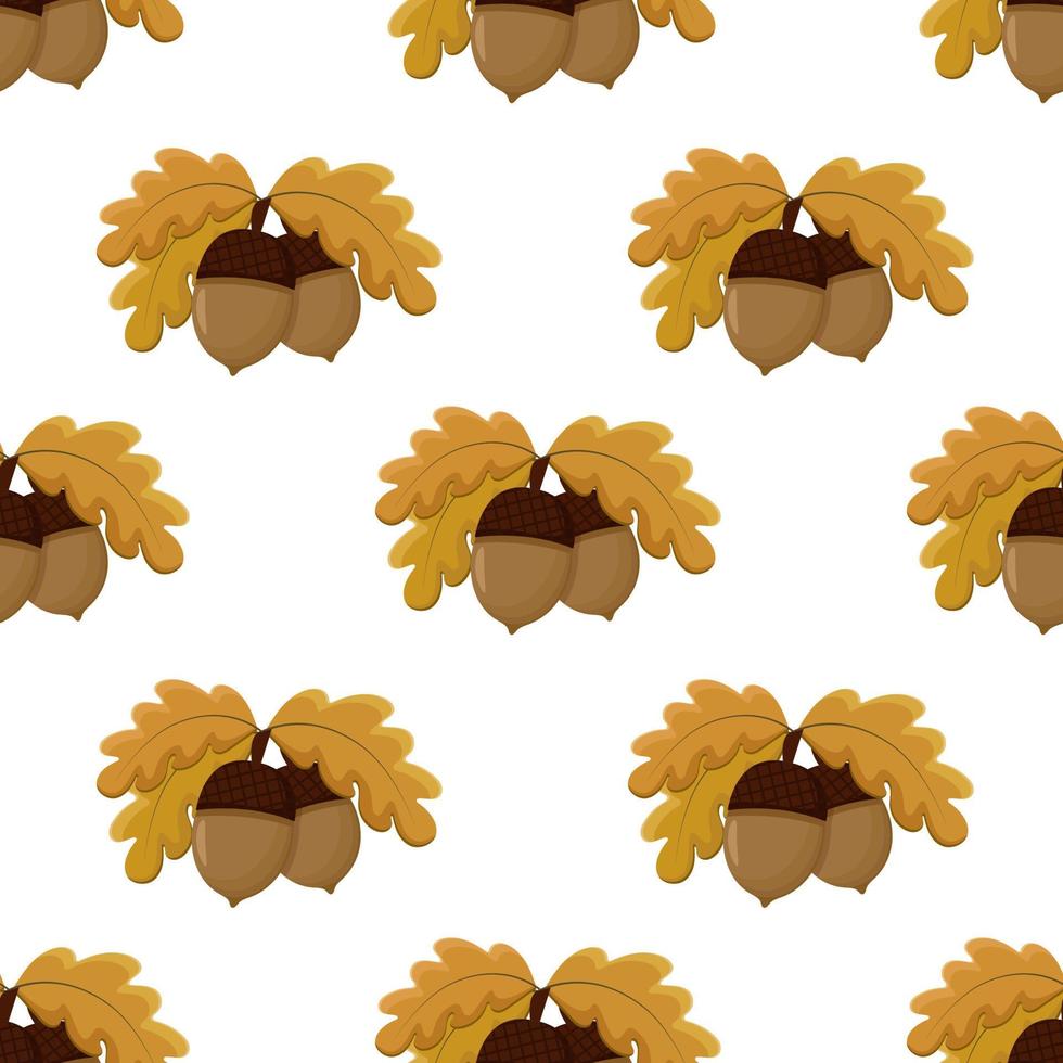 Acorns with leaves seamless autumn pattern vector