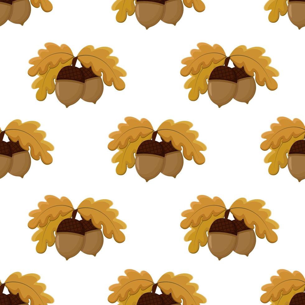 Acorns with leaves seamless autumn pattern vector