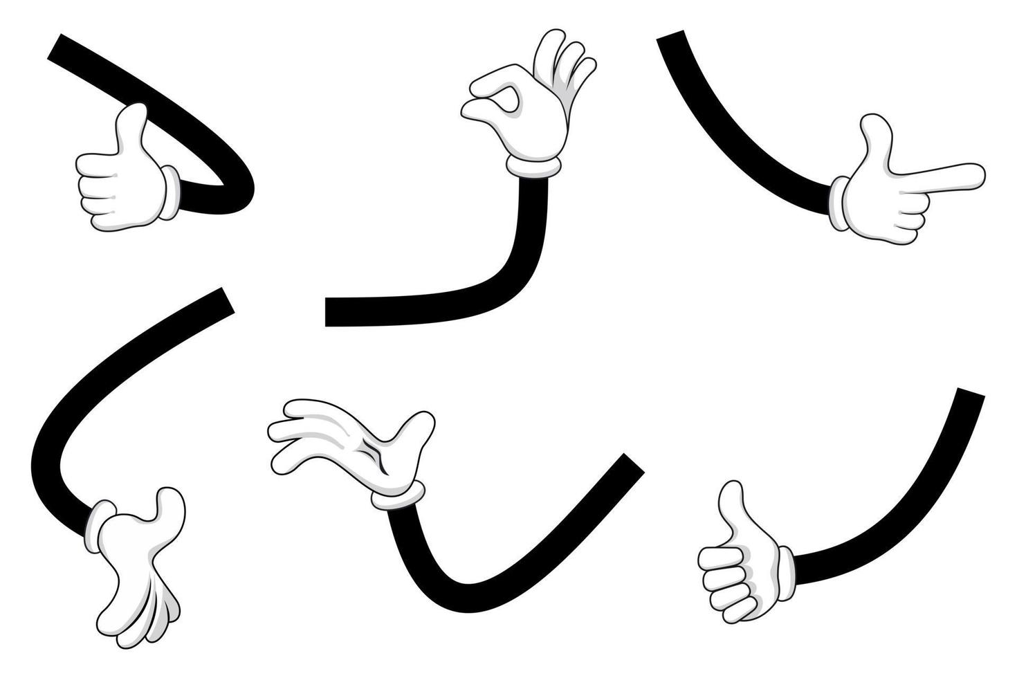 Cute beautiful comic hand set with different pose and position with fingers isolated vector