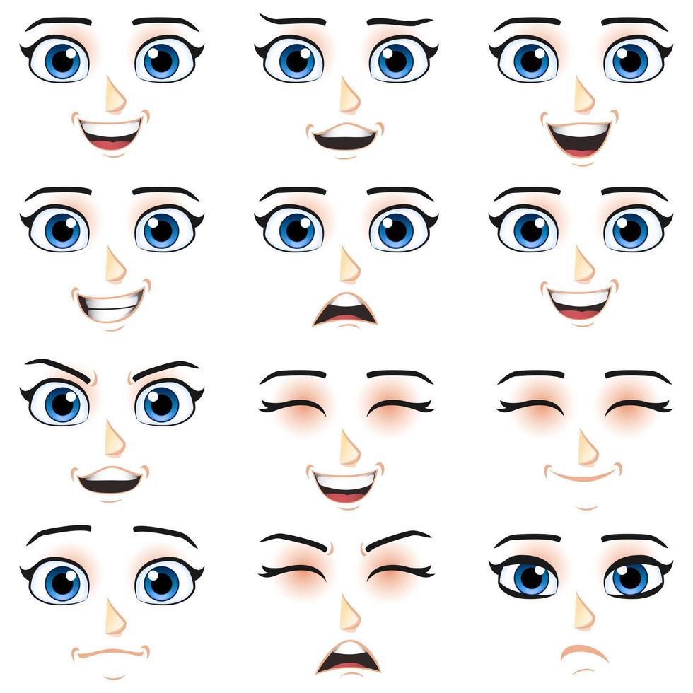 Cute beautiful comic mascot kid character face vector