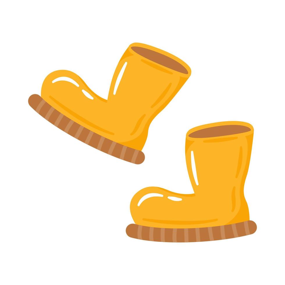 Cute cartoon rubber boots flat vector illustration