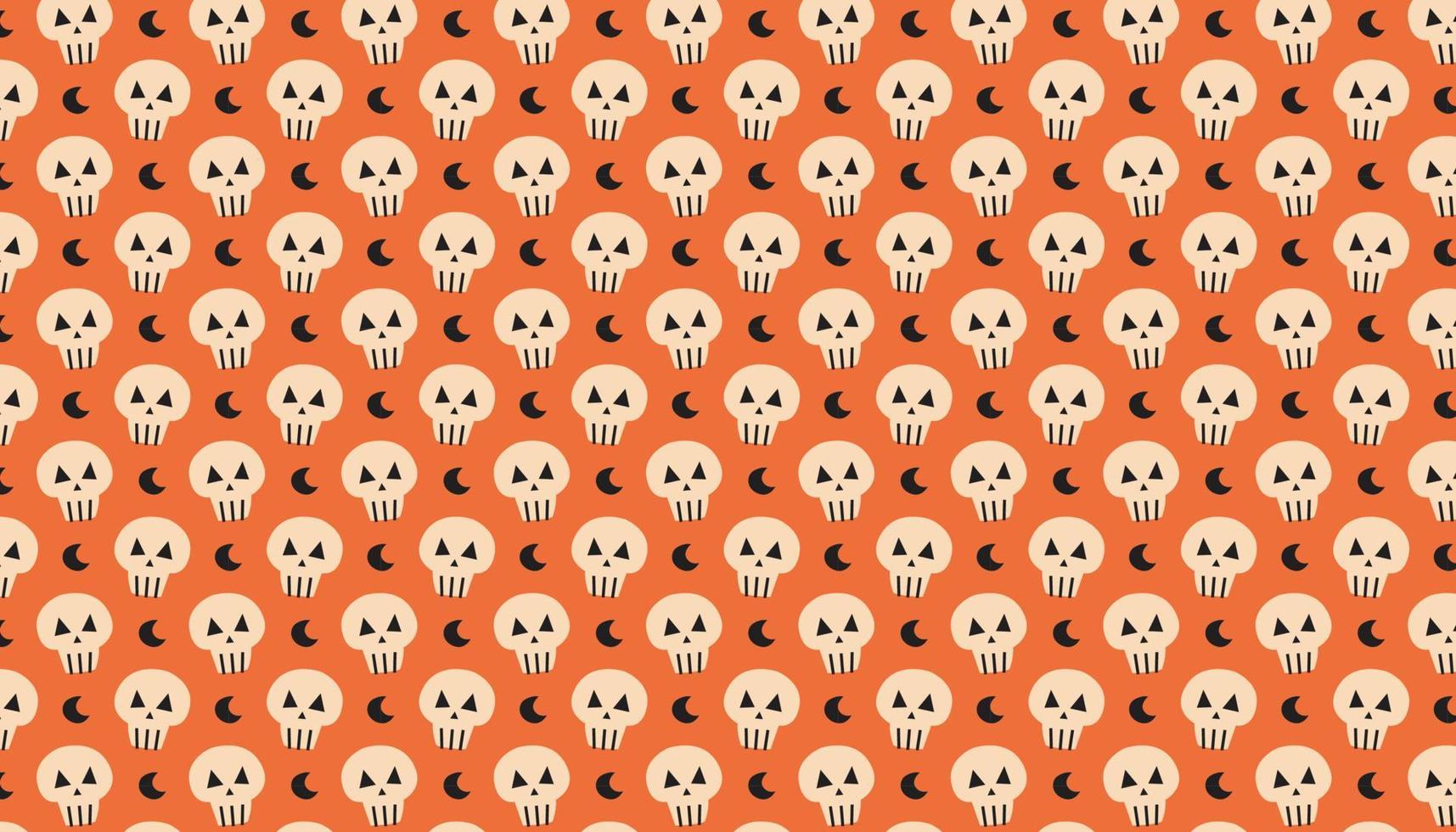Moon with skull cute hand drawn vector pattern banner Happy Halloween Day of dead