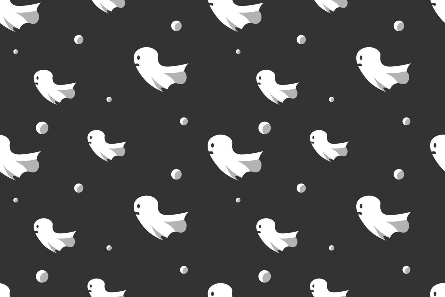 Halloween White Ghost Seamless Pattern Black Design vector