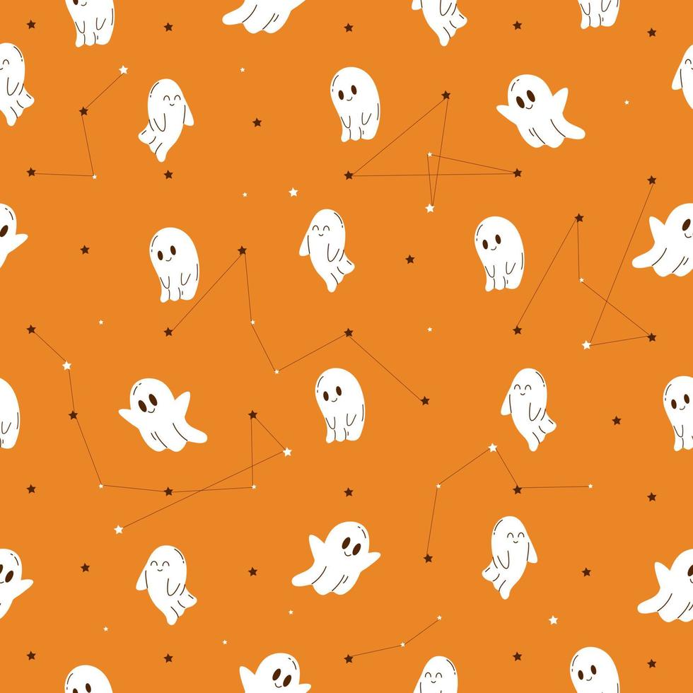 Zodiac of the ghost Halloween seamless pattern vector