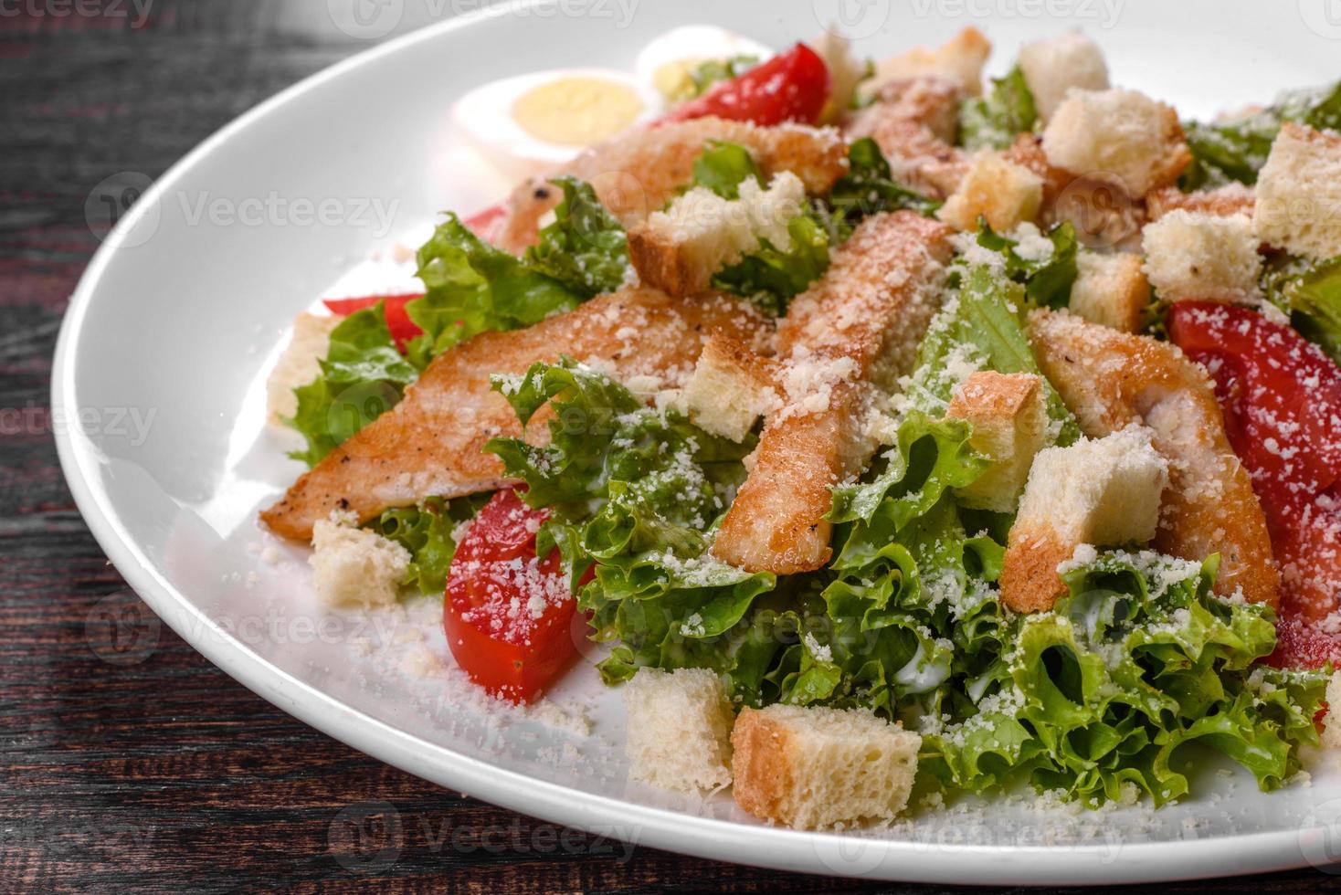 Delicious fresh chicken salad for a festive table photo