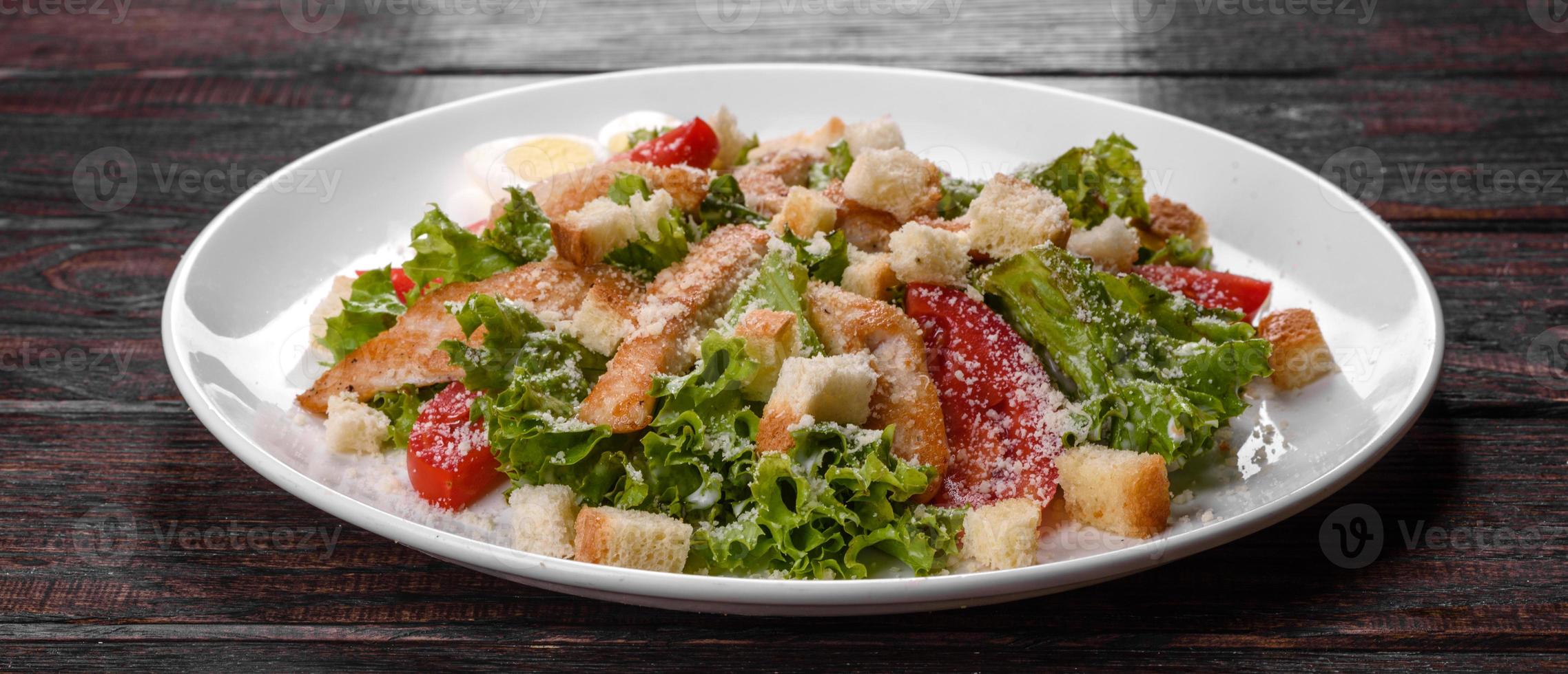 Delicious fresh chicken salad for a festive table photo