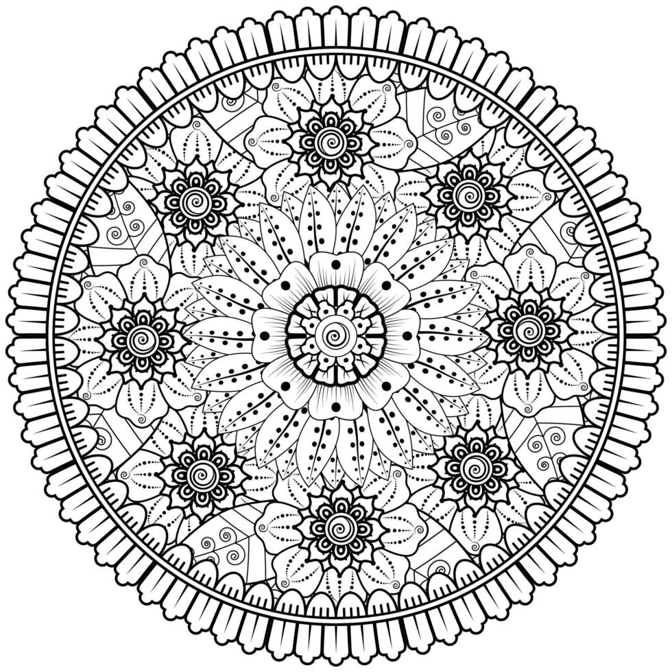 Circular pattern in the form of mandala with flower for henna, mehndi, tattoo, decoration. vector