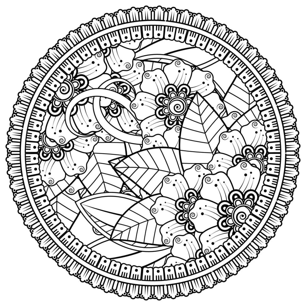 Circular pattern in the form of mandala with flower for henna, mehndi, tattoo, decoration. vector