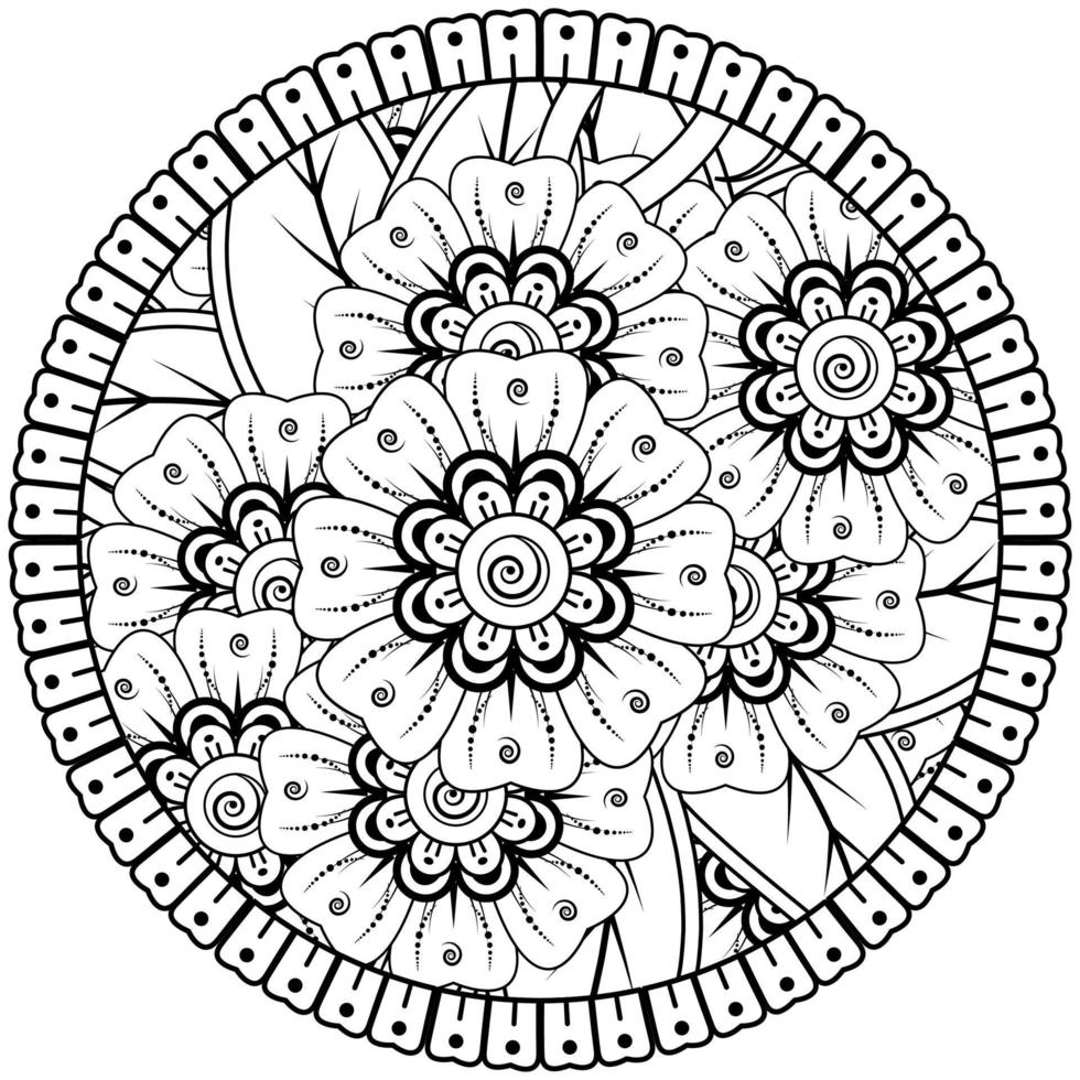 Circular pattern in the form of mandala with flower for henna, mehndi, tattoo, decoration. vector