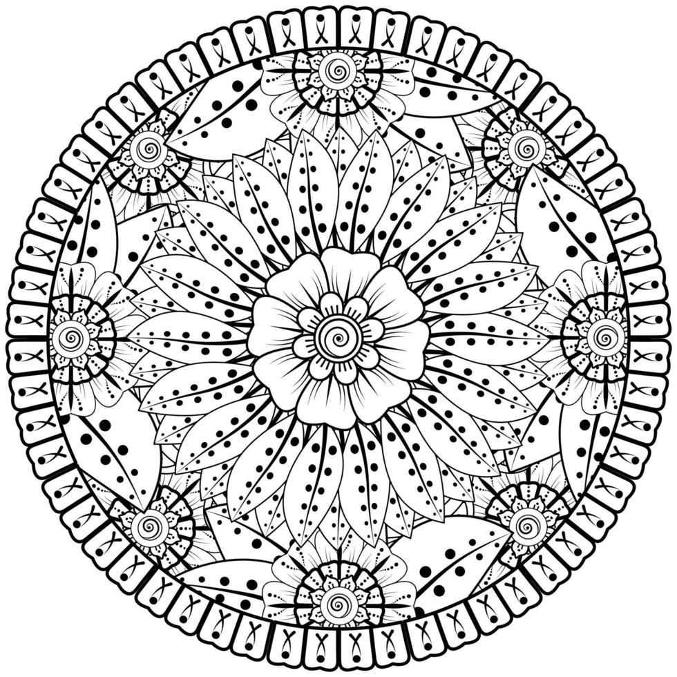Circular pattern in the form of mandala with flower for henna, mehndi, tattoo, decoration. vector