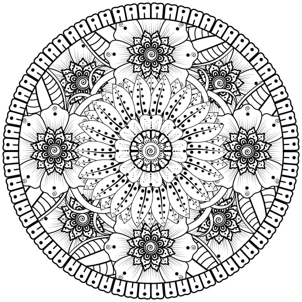 Circular pattern in the form of mandala with flower for henna, mehndi, tattoo, decoration. vector