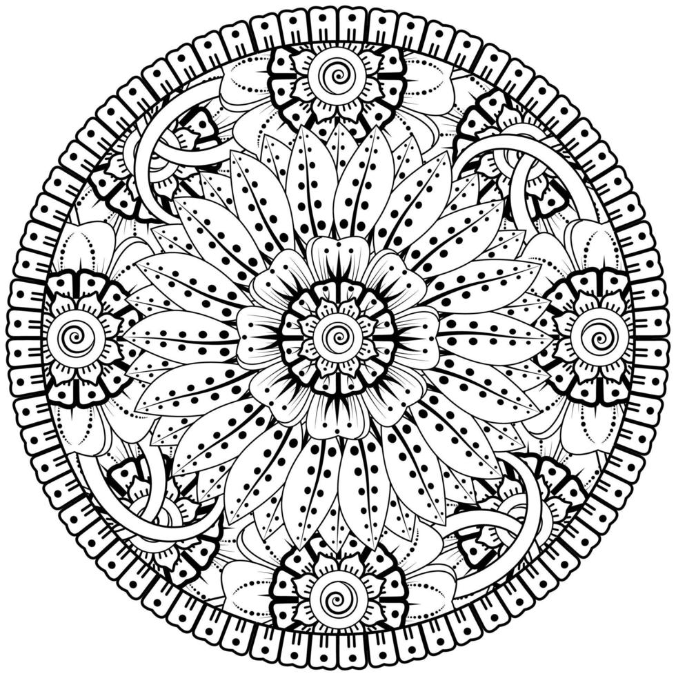 Circular pattern in the form of mandala with flower for henna, mehndi, tattoo, decoration. vector