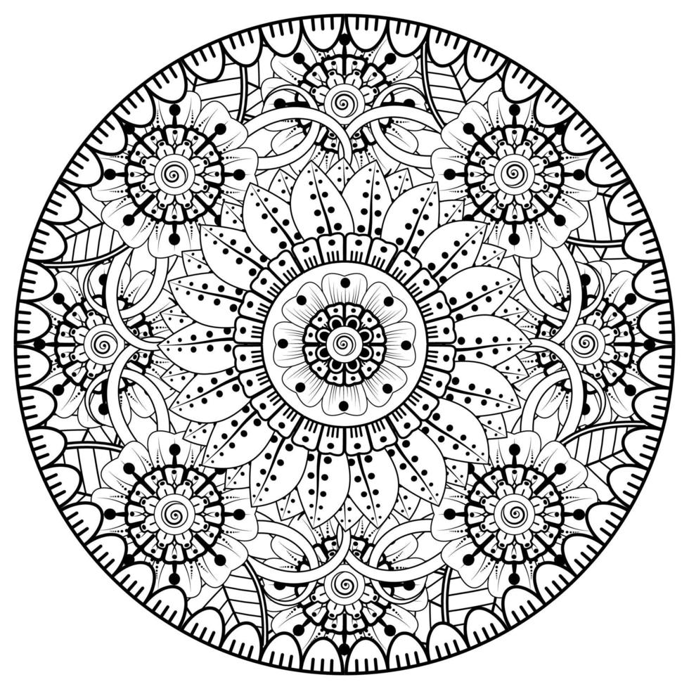 patrón circular en forma de mandala con flor para henna, mehndi, tatuaje, decoración. vector