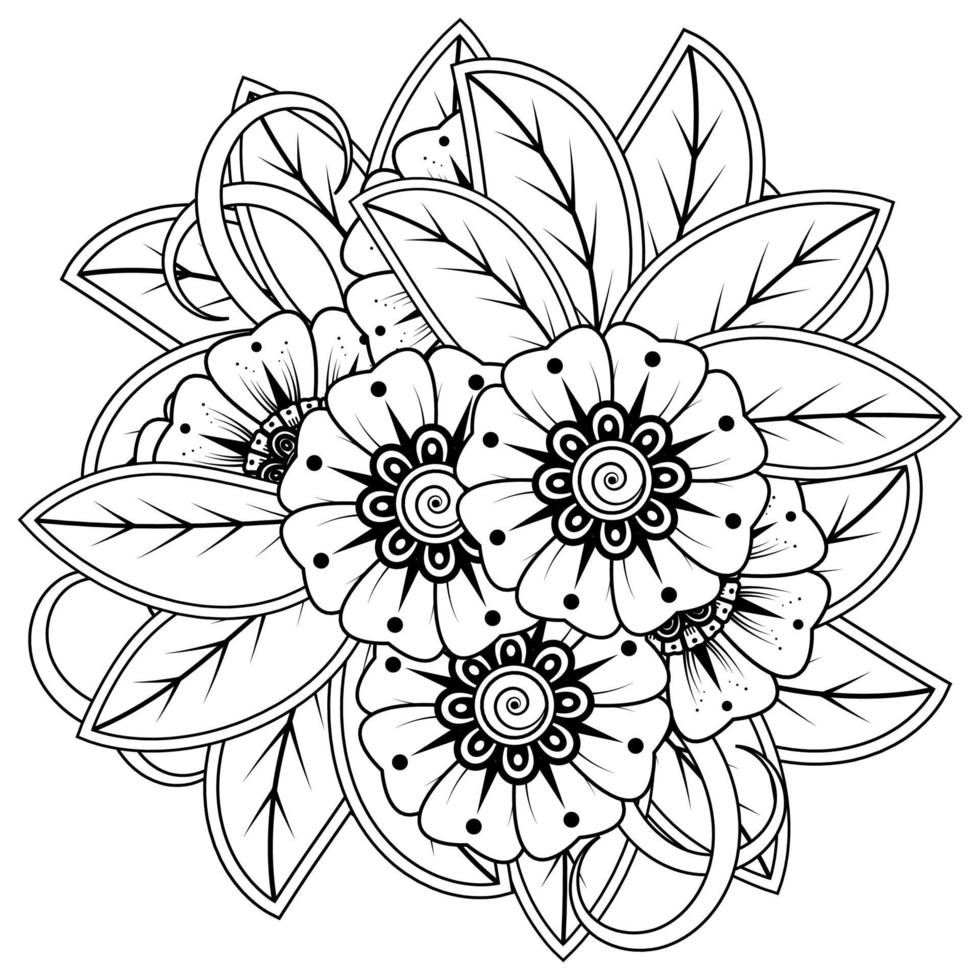 Mehndi flower for henna, mehndi, tattoo, decoration. decorative ornament in ethnic oriental style. doodle ornament. coloring book page. vector