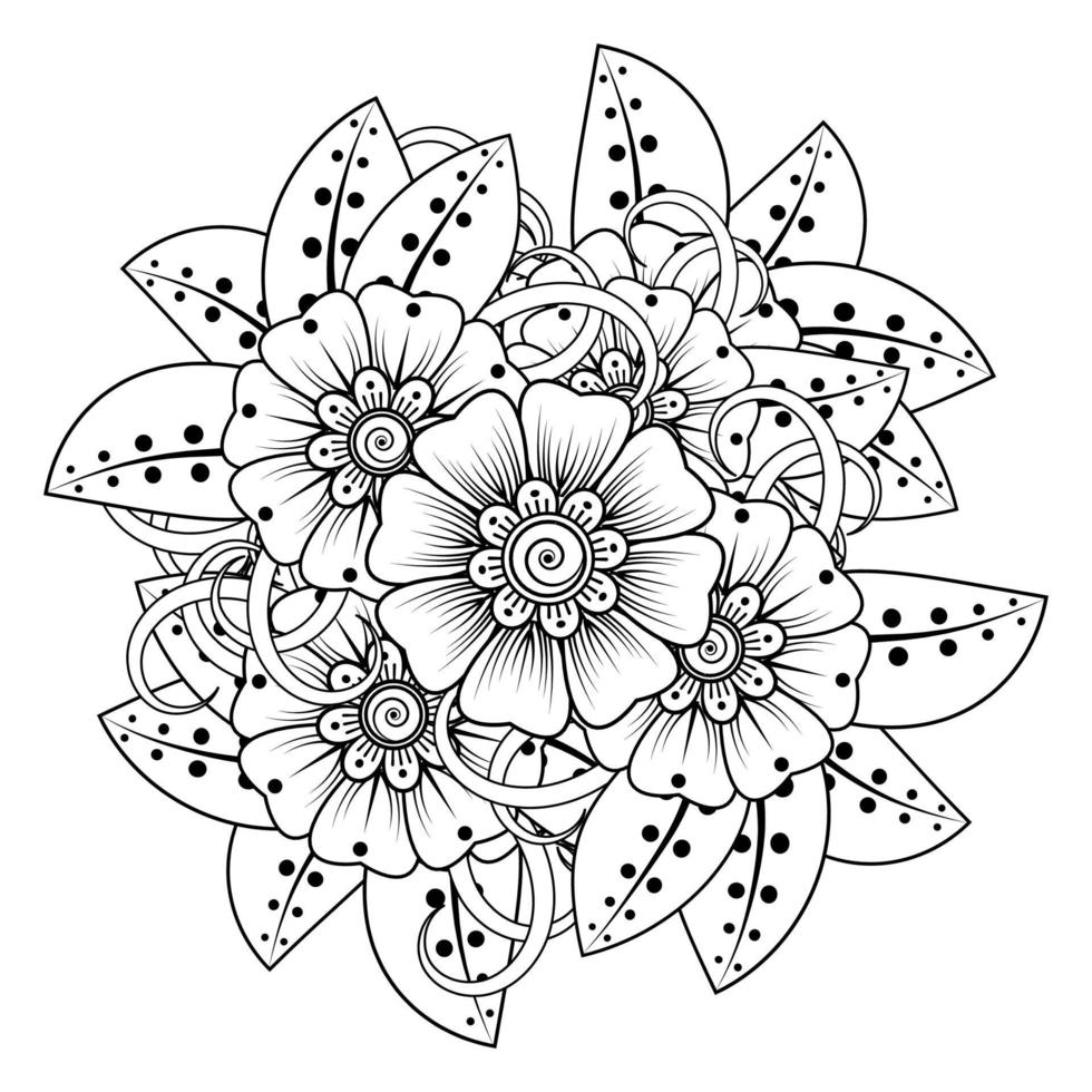 Mehndi flower for henna, mehndi, tattoo, decoration. decorative ornament in ethnic oriental style. doodle ornament. coloring book page. vector