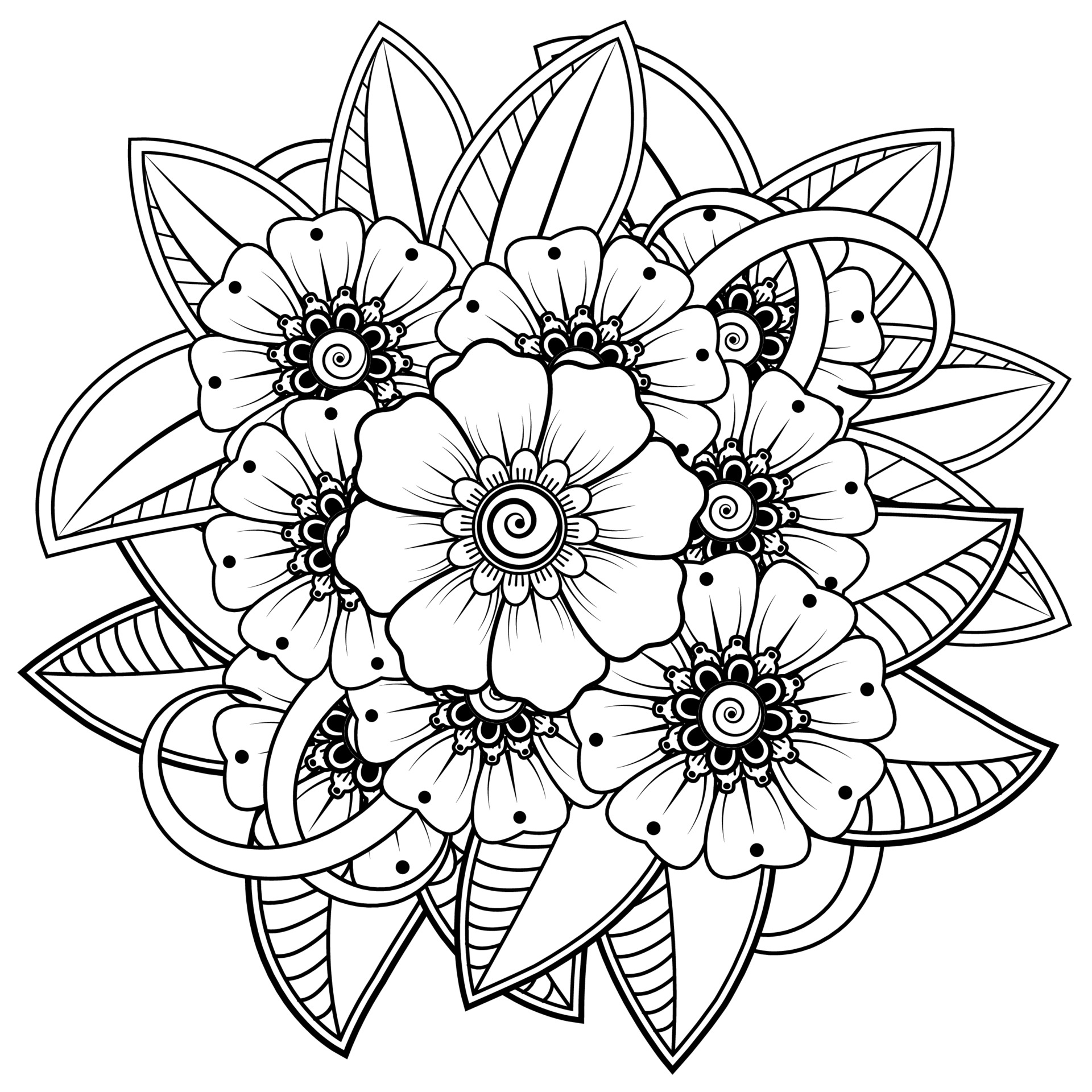 Mehndi flower for henna, mehndi, tattoo, decoration. decorative ...