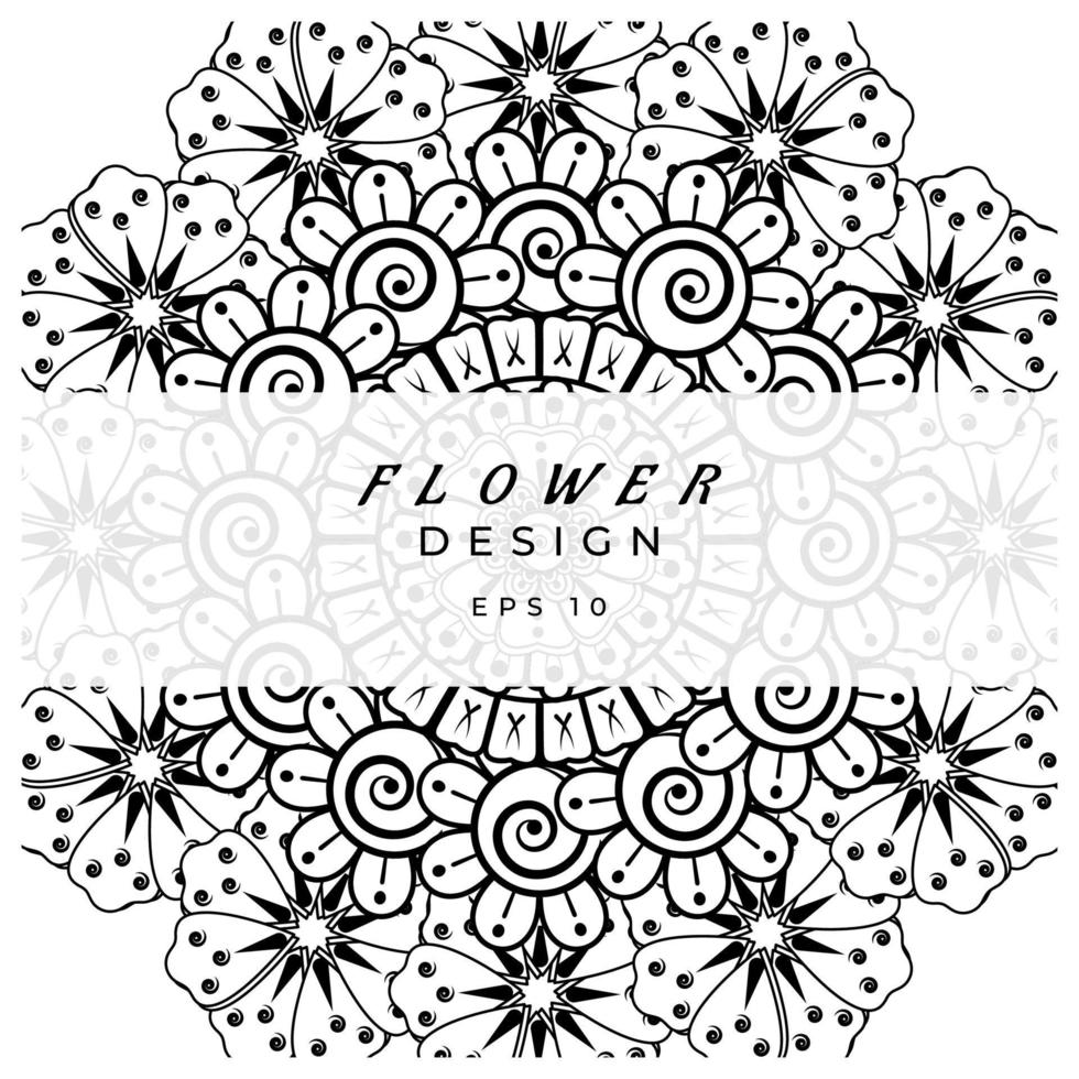 adorno decorativo de flores mehndi en estilo étnico oriental, adorno de doodle, dibujo a mano de contorno. página de libro para colorear. vector