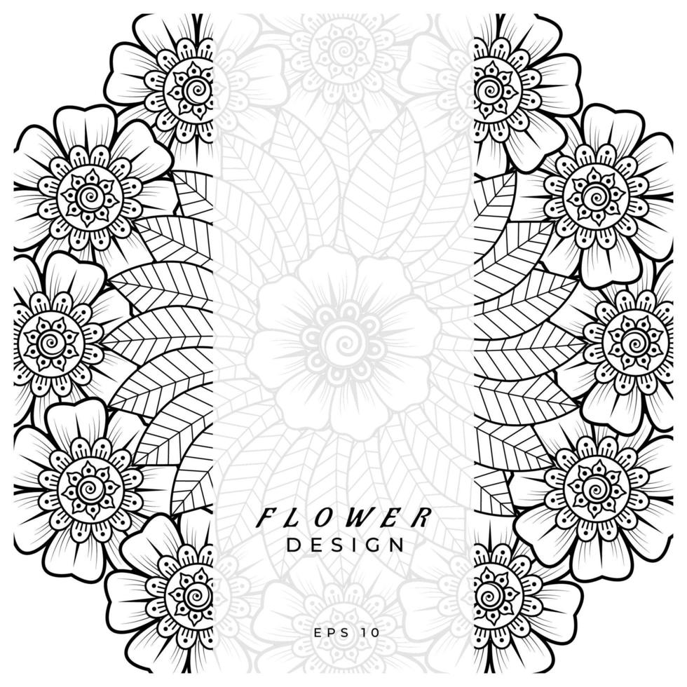 mehndi flower decorative ornament in ethnic oriental style, doodle ornament, outline hand draw. coloring book page. vector