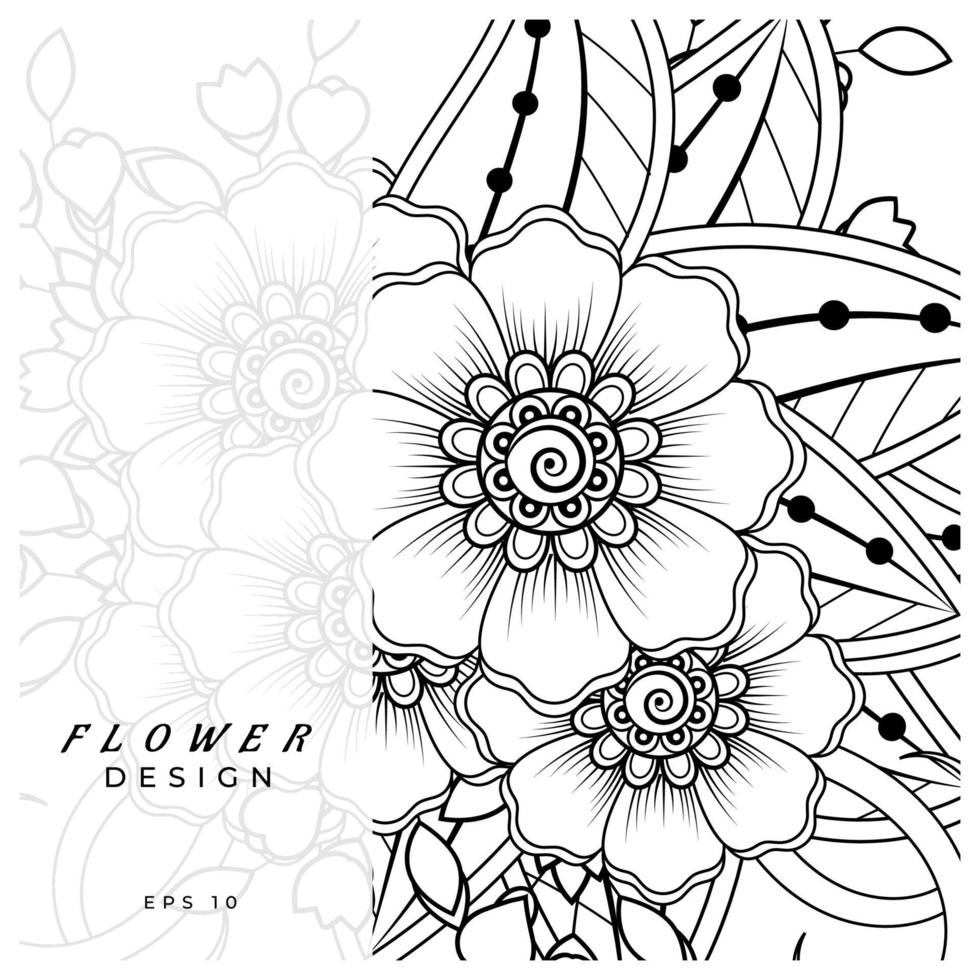 mehndi flower decorative ornament in ethnic oriental style, doodle ornament, outline hand draw. coloring book page. vector