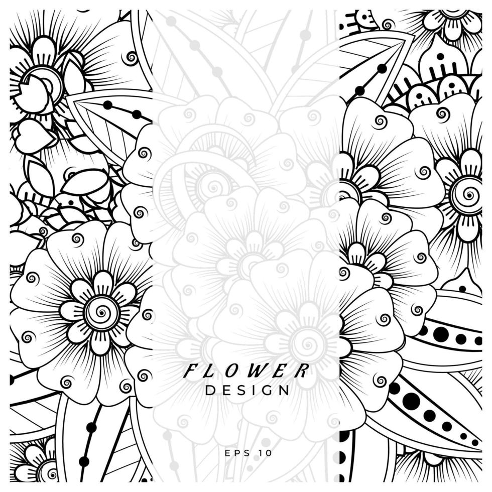 mehndi flower decorative ornament in ethnic oriental style, doodle ornament, outline hand draw. coloring book page. vector