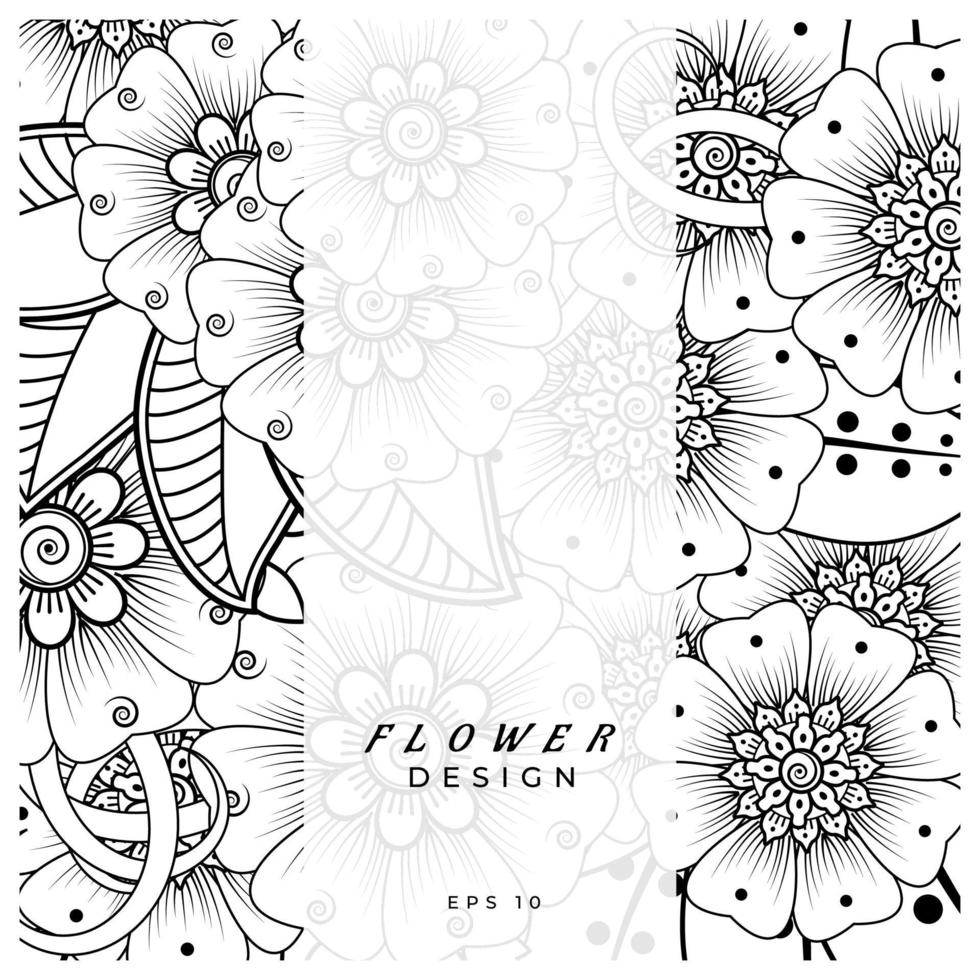 mehndi flower decorative ornament in ethnic oriental style, doodle ornament, outline hand draw. coloring book page. vector