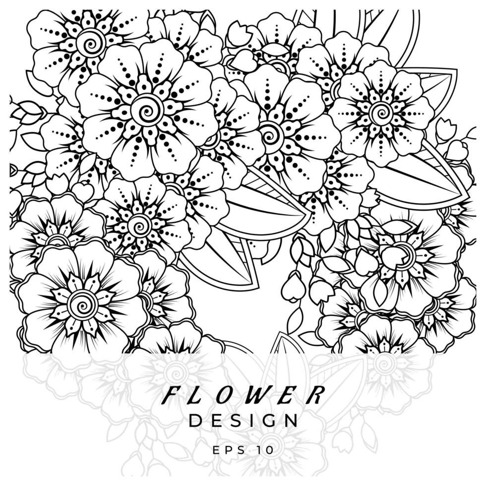mehndi flower decorative ornament in ethnic oriental style, doodle ornament, outline hand draw. coloring book page. vector