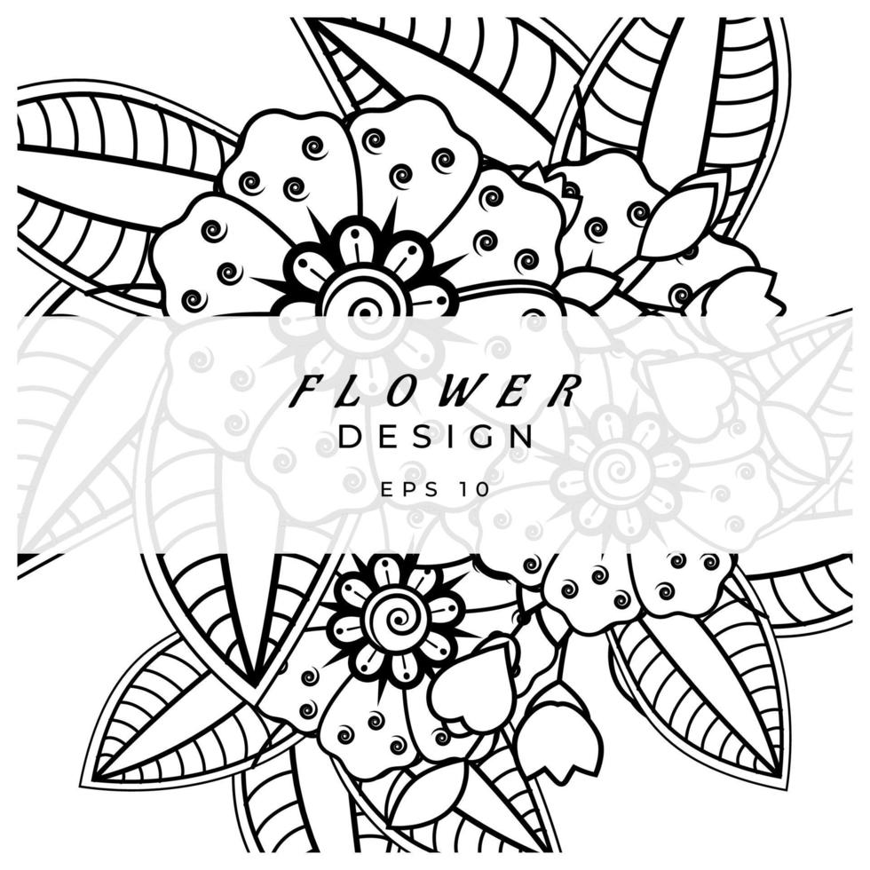 mehndi flower decorative ornament in ethnic oriental style, doodle ornament, outline hand draw. coloring book page. vector