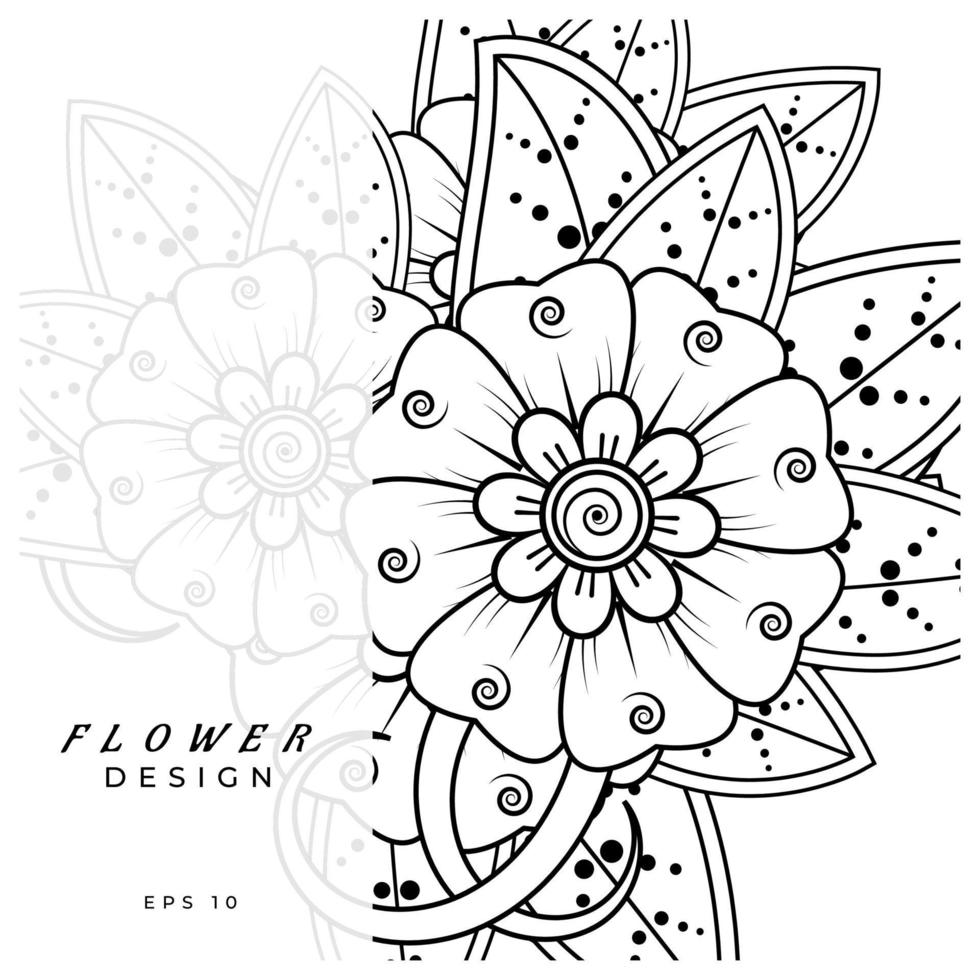 mehndi flower decorative ornament in ethnic oriental style, doodle ornament, outline hand draw. coloring book page. vector